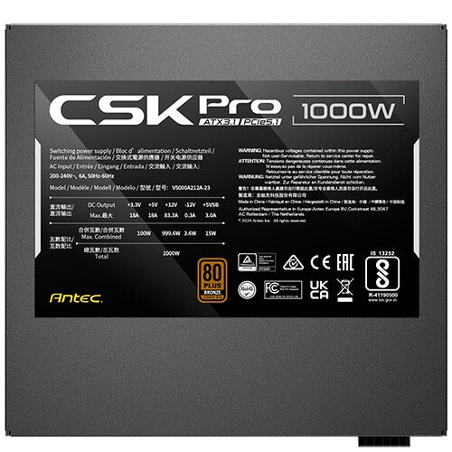 Antec CSK PRO ATX3.1 1000 Watt 80 Plus Bronze Power Supply – TechCure India