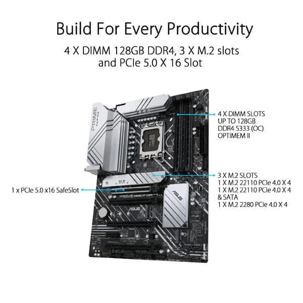 ASUS Prime Z690-P Wifi DDR4 Intel Motherboard - 4