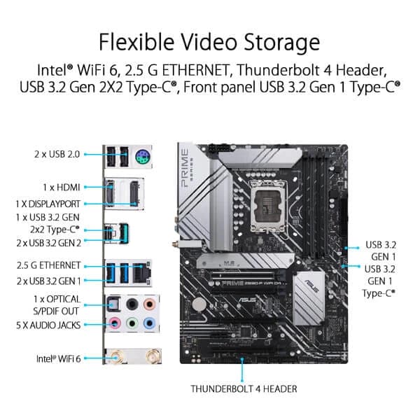 ASUS Prime Z690-P Wifi DDR4 Intel Motherboard - 3