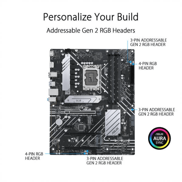 Asus Prime H670-PLUS D4 Intel Motherboard Supports Intel 12th, 13th & 14th Gen Processors – TechCure India