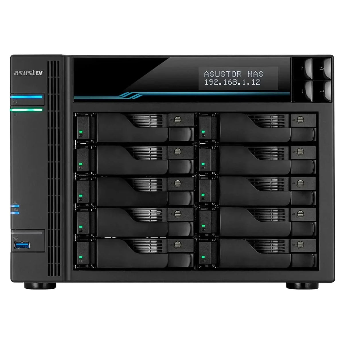 Asustor Lockerstor 10 | AS6510T | Enterprise Network Attached Storage | 2.1GHz Quad-Core, Two 10GbE Port, Two 2.5GbE Port, Two M.2 Slot for NVMe SSD Cache, 8GB RAM DDR4 – TechCure India