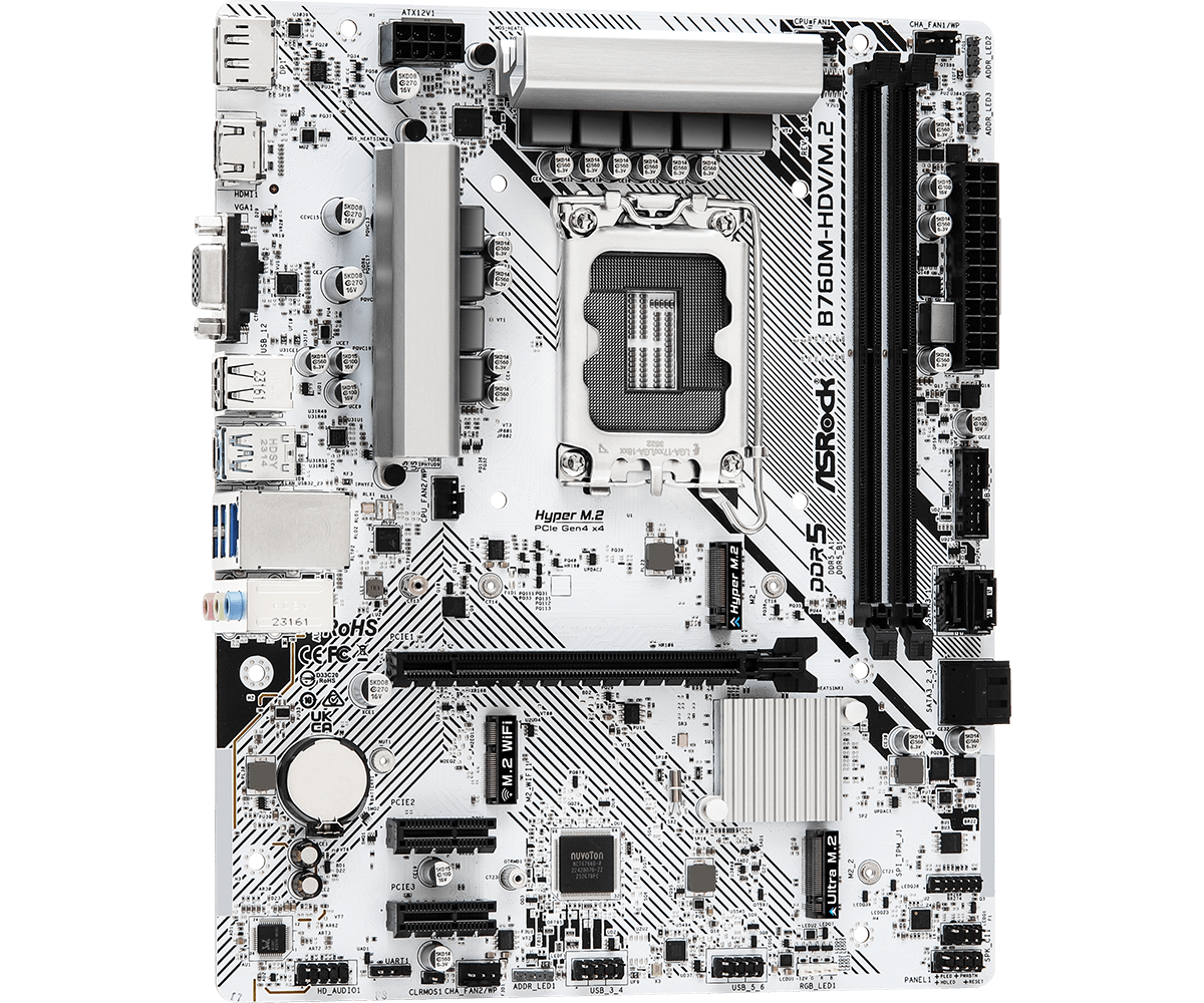 ASROCK B760M-HDV/M.2 DDR5 Intel Motherboard ( White ) - 3