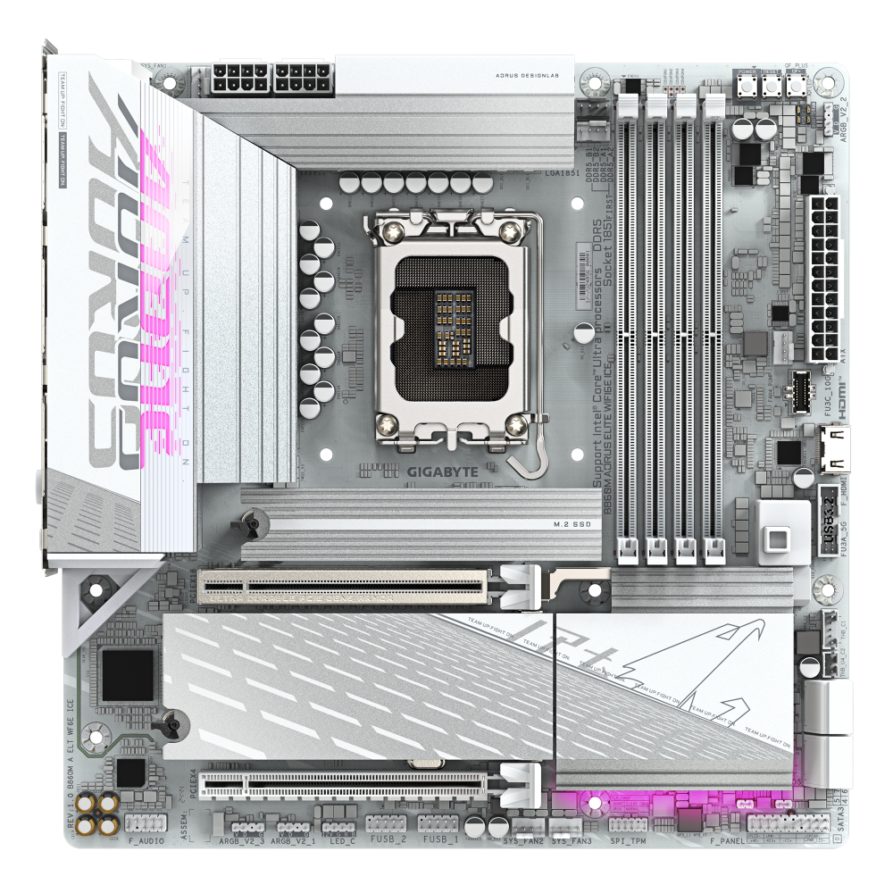 GIGABYTE B860M Aorus Elite Wifi6E Ice DDR5 Intel Motherboard - 2