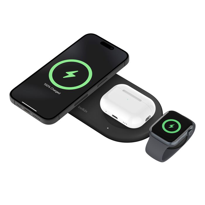 Belkin BoostCharge Pro 3-in-1 Magnetic Wireless Charging Pad with Qi2 15W (Black) – TechCure India