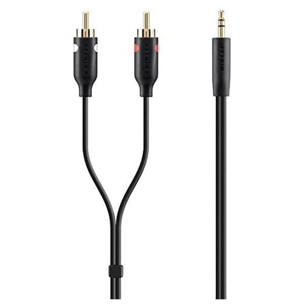 Belkin F3Y116BT2M 2-Meter Stereo to RCA Portable Audio Cable for Smartphone (Black/Gold) – TechCure India