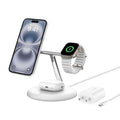 Belkin MagSafe 3-in-1 Qi2 Wireless Charger Stand 15W | Fast Charging iPhone Charger for iPhone 16, 15, 14 & 13 Series, AirPods, & Apple Watch | 36W Charger Included | White – TechCure India