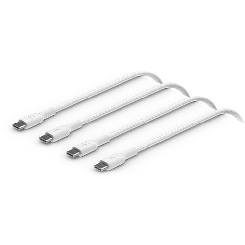Belkin USB-IF Certified Braided 60 W USB-C to USB-C (Type C) Charge cable | iPhone 16, 15, 14, 13 | 6.6 Feet / 2 Meter (2 Pack), White – TechCure India