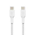 Belkin USB C to USB C Fast Charging Type C Cable Tough Unbreakable Braided Nylon Material, 60W PD, 3.3 feet (1 Meter) for Laptop, Personal Computer, Smartphone, Tablet White, USB-IF Certified – TechCure India