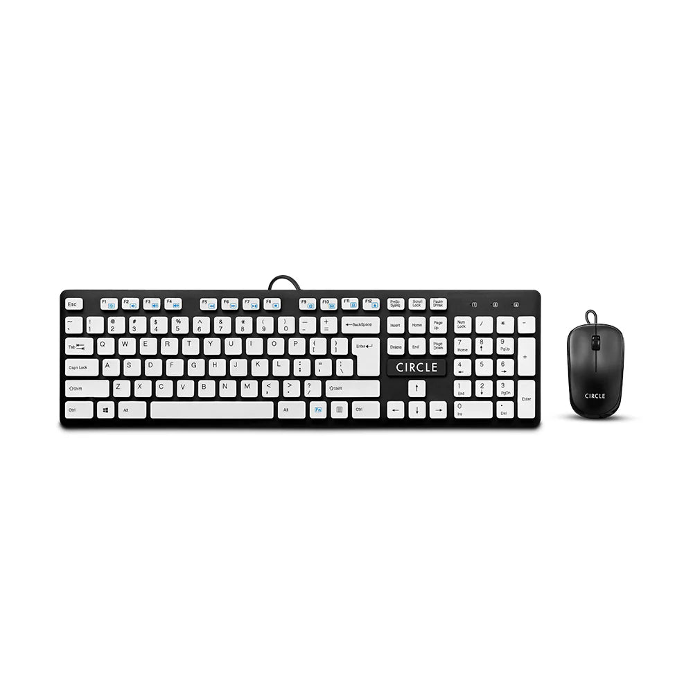 Circle C43 Slim Multimedia Wired Keyboard & Mouse Combo - White – TechCure India