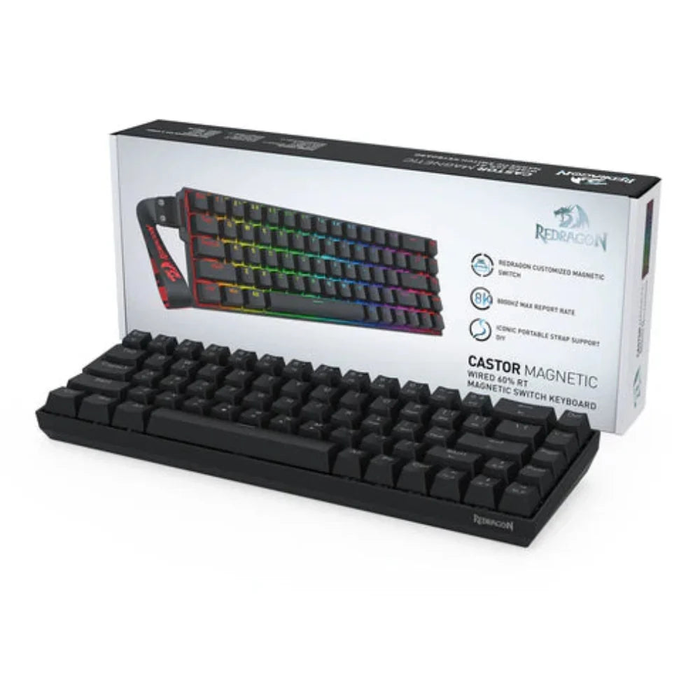 REDRAGON Castor K631 HE 60% Mechanical RGB Wired Gaming Keyboard With Strap ( Black ) ( Magnetic… – photo 8 – TechCure India