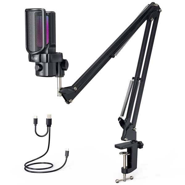 CLAW GM17 Kit Condenser RGB Gaming Mic Kit with Cardioid, Gain Knob,Headphone Monitoring, Touch Mute, Pop Filter, Type-C for Streaming, Podcast, YouTube, Twitch, Discord – Mobile/PC/Mac/PS4/PS5/Tablet – TechCure India
