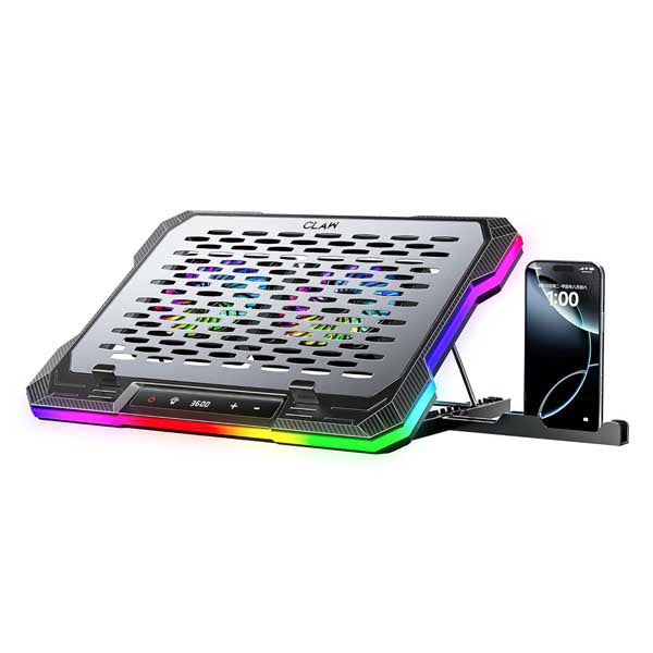 CLAW Wind Pro K6 Laptop Cooling Pad with Display & 2x120mm Magnetic Removable Fans – TechCure India