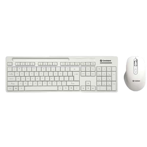 Consistent Glory Wireless Keyboard with Mouse (CMW402) with 2.4 GHz USB Receiver, 10m Working Range, 12 Shortcut Keys, Adjustable DPI (White) – TechCure India