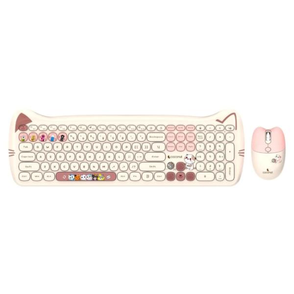 COCONUT Poppy Retro Wireless Combo, Milk Tea – TechCure India