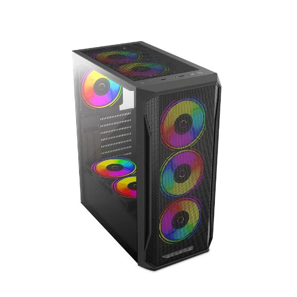 Circle Elegantor X1 RGB with 120 mm 4 RGB Fans, Front Mesh Panel, Side is Tempered Glass, Water Cooling Support 120/240/360 mm, 325 mm Graphics Card, 160 mm CPU Cooler Height, 2 HDD/SSD Slot – TechCure India