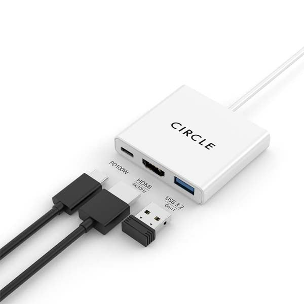 Circle ROOTZ Type-C 3-in-1 Adapter 4K HDMI, 100W PD, USB 3.2 Gen 1 – TechCure India