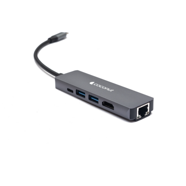 Coconut 5 in 1 Dock A - Type C to RJ 45+HDMI+2*USB+PD | USB C Hub | Plug & Play | Portable Design – TechCure India