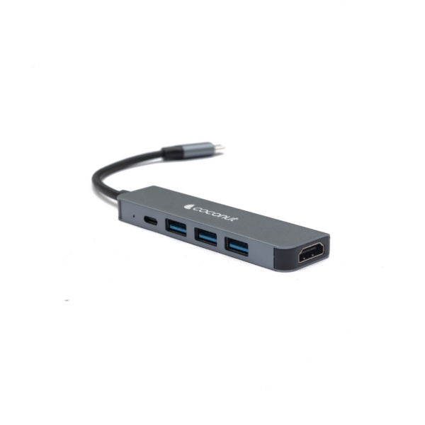 Coconut 5 in 1 Dock B - Type C To Hdmi+3*Usb+Pd | Usb C Hub | Plug & Play| Portable Design – TechCure India