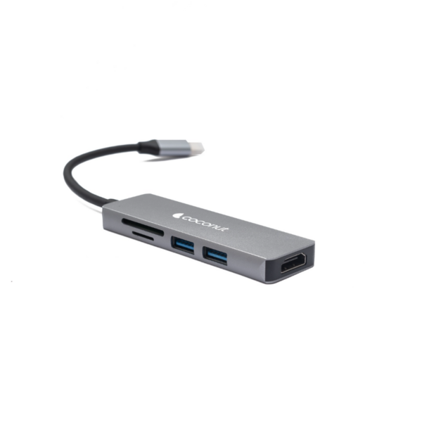 Coconut 5 in 1 Dock C - Type C to HDMI+2*USB+SD+TF | USB C Hub | Plug & Play | Portable Design – TechCure India