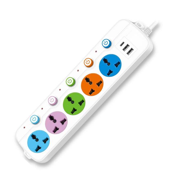 Coconut EB03, 5 Sockets, USB & Type-C, 3m Cable, LED & Switch Control – TechCure India