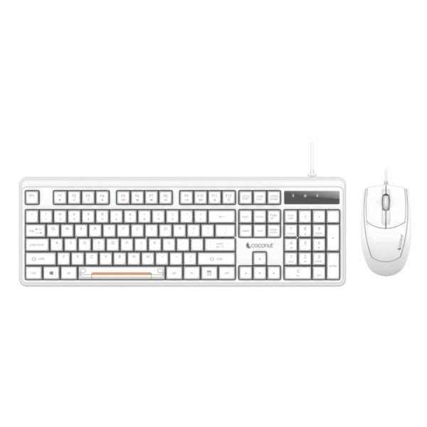 Coconut K28 Velvet Wired Keyboard Mouse Combo (White) – TechCure India