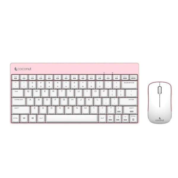 Coconut Mini Desire Wireless Keyboard Mouse Combo (White Pink) – TechCure India