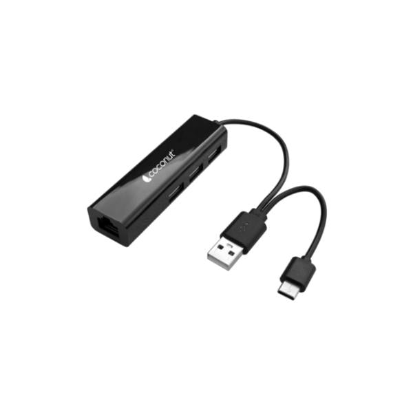 Coconut UL04 USB A/ USB C to USB Hub + LAN – TechCure India