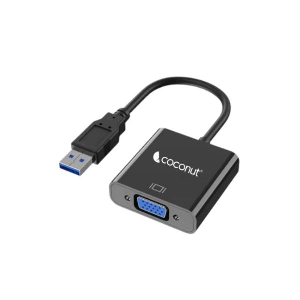 Coconut USB 3.0 to VGA Converter, 4K Resolution Strong Metal Enclosure, High Quality Chipset, True USB 3.0, Super Portable – TechCure India