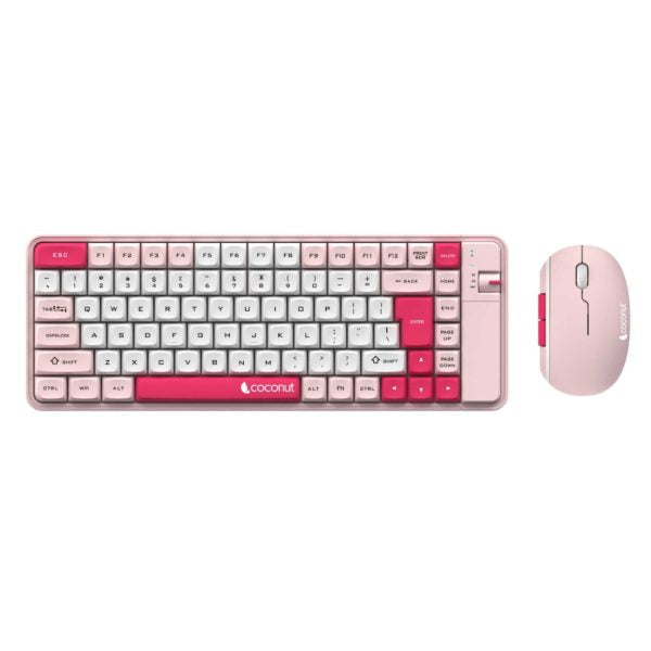 Coconut Pearl Wireless Keyboard Mouse Combo (Pink White) – TechCure India