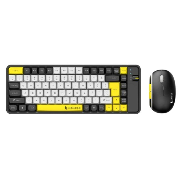 Coconut Pearl Wireless Keyboard Mouse Combo (Yellow Black) – TechCure India