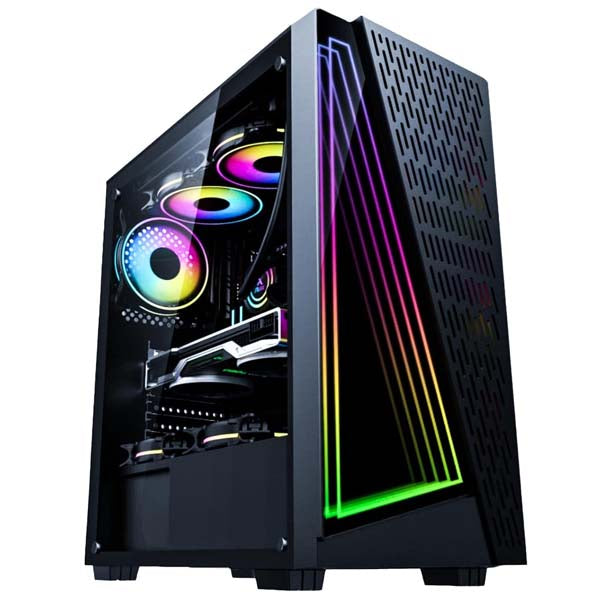 Consistent Auralight Gaming Cabinet 2011 | Support : Micro ATX/ATX/ITX | RGB LED Infinity Light Panel | with Tempered Glass Side Panel – TechCure India
