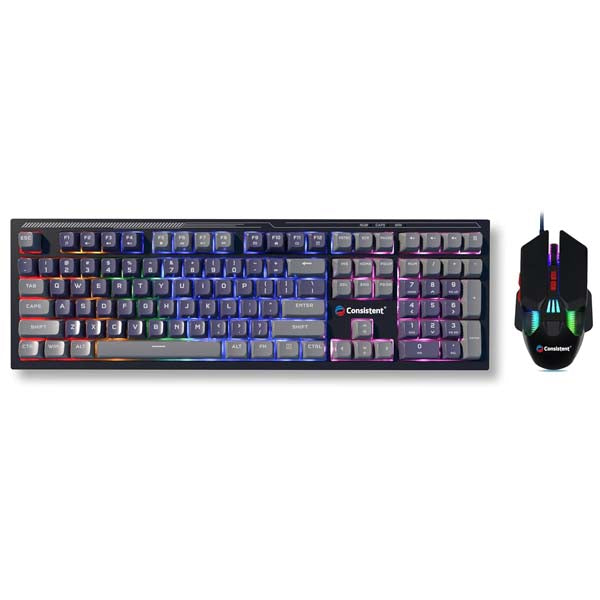 Consistent Avenger Gaming Combo Wired RGB & Mac Support Mouse & Keyboard for Windows, USB Plug-and-Play, Keystrokes, Rainbow Breath Light, 1.5 Cable Length, DPI-3600 7D Mouse, 26 Keys Anti-ghosting. – TechCure India