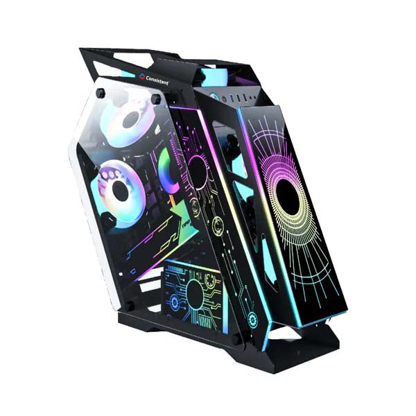 Consistent Black Destroyer Gaming Cabinet 2012 | Support : Micro ATX/Mini-ITX | Front Port: USB2.0 * 1+USB3.0 * 1+HD Audio | with Tempered Glass – TechCure India