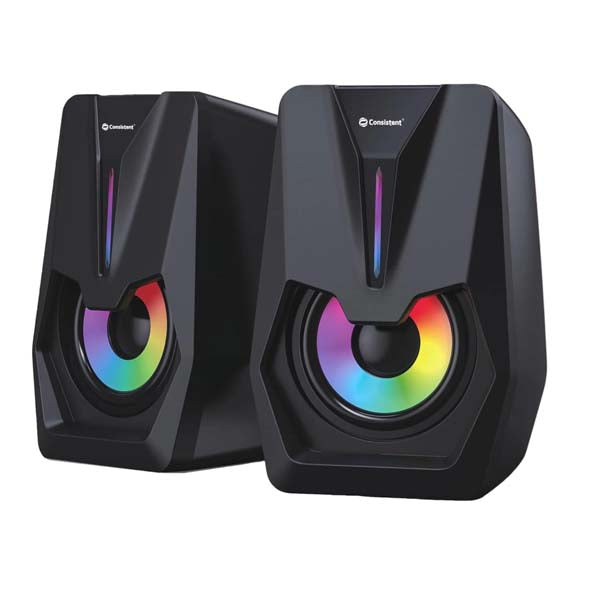 Consistent SA RE GA MA Desktop Computer Speakers, 2.0 Channel, USB Powered, RGB Lighting, Black – TechCure India