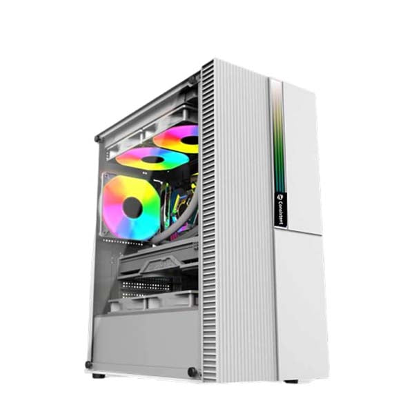 Consistent Thunder Gaming Cabinet 2004 White Gaming Cabinet | Supports ATX, M-ATX, ITX | 4 RGB Cooling Fans | Hinged Magnetic Tempered Glass Door | Mesh Panel | Minimalist Design – TechCure India