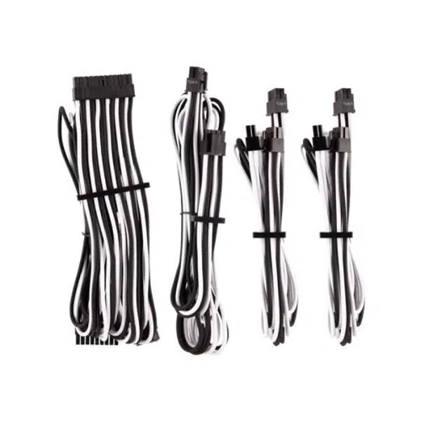Corsair PSU Premium Sleeved Cables (White-Black) – TechCure India