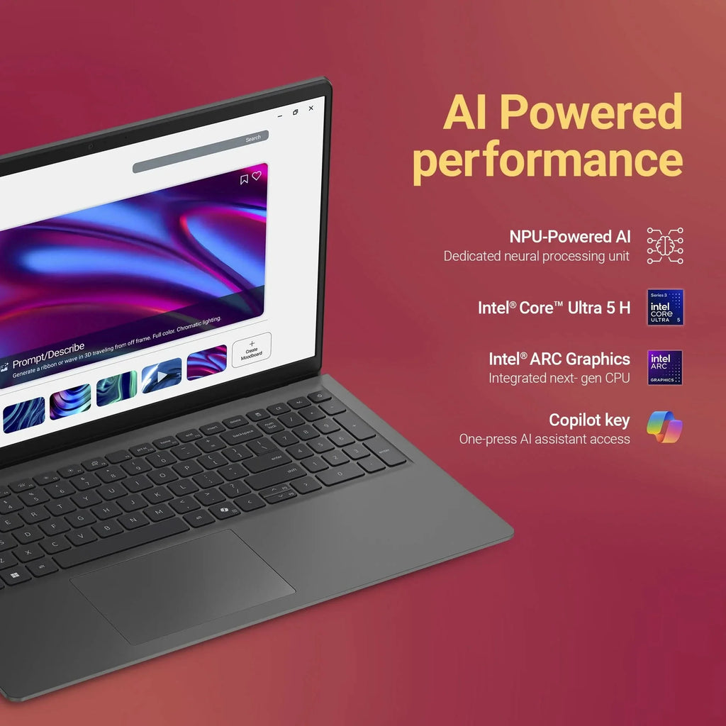 DELL 15 (Previously Inspiron) AI Powered Intel Core Ultra 5 225H - (8 GB/512 GB SSD/Windows 11 Home) 3530 / 15 DC 15260 Thin and Light Laptop Black – TechCure India
