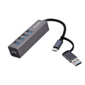 EVM 5in-1 USB HUB Dual Input Type-C + USB - 4xUSB 3.0 – TechCure India