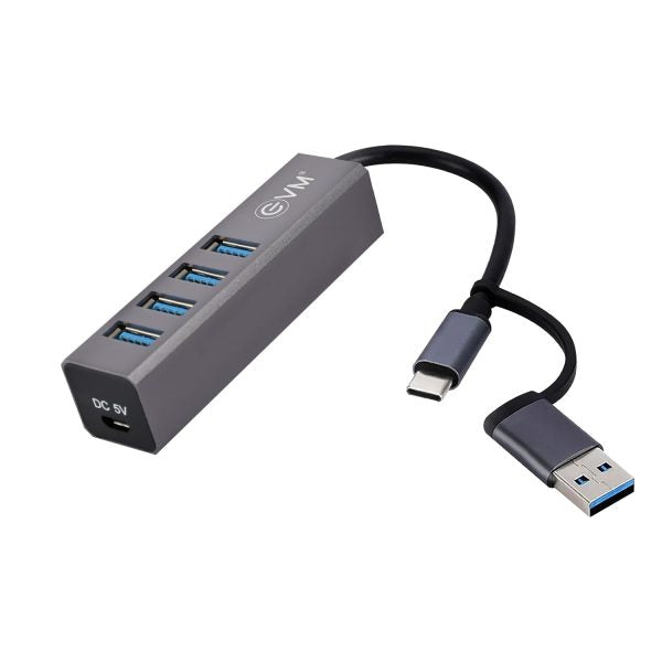 EVM 5in-1 USB HUB Dual Input Type-C + USB - 4xUSB 3.0 – TechCure India