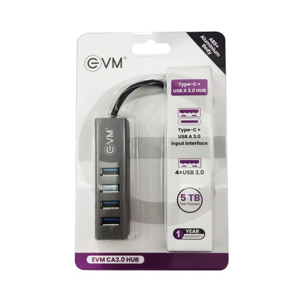 EVM 5in-1 USB HUB Dual Input Type-C + USB - 4xUSB 3.0 – TechCure India