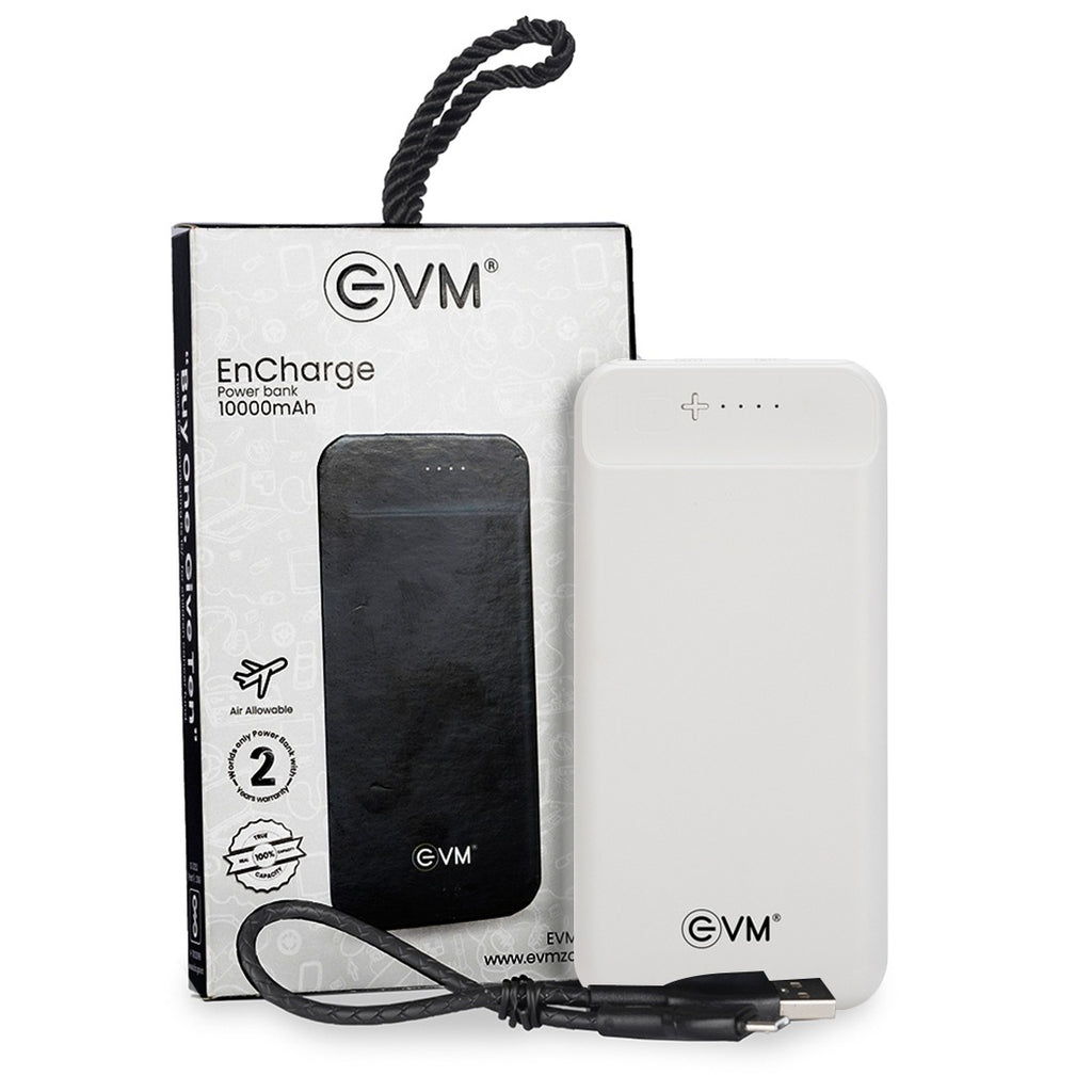 EVM Encharge P0109 10000 mAh Power Bank (White) – TechCure India