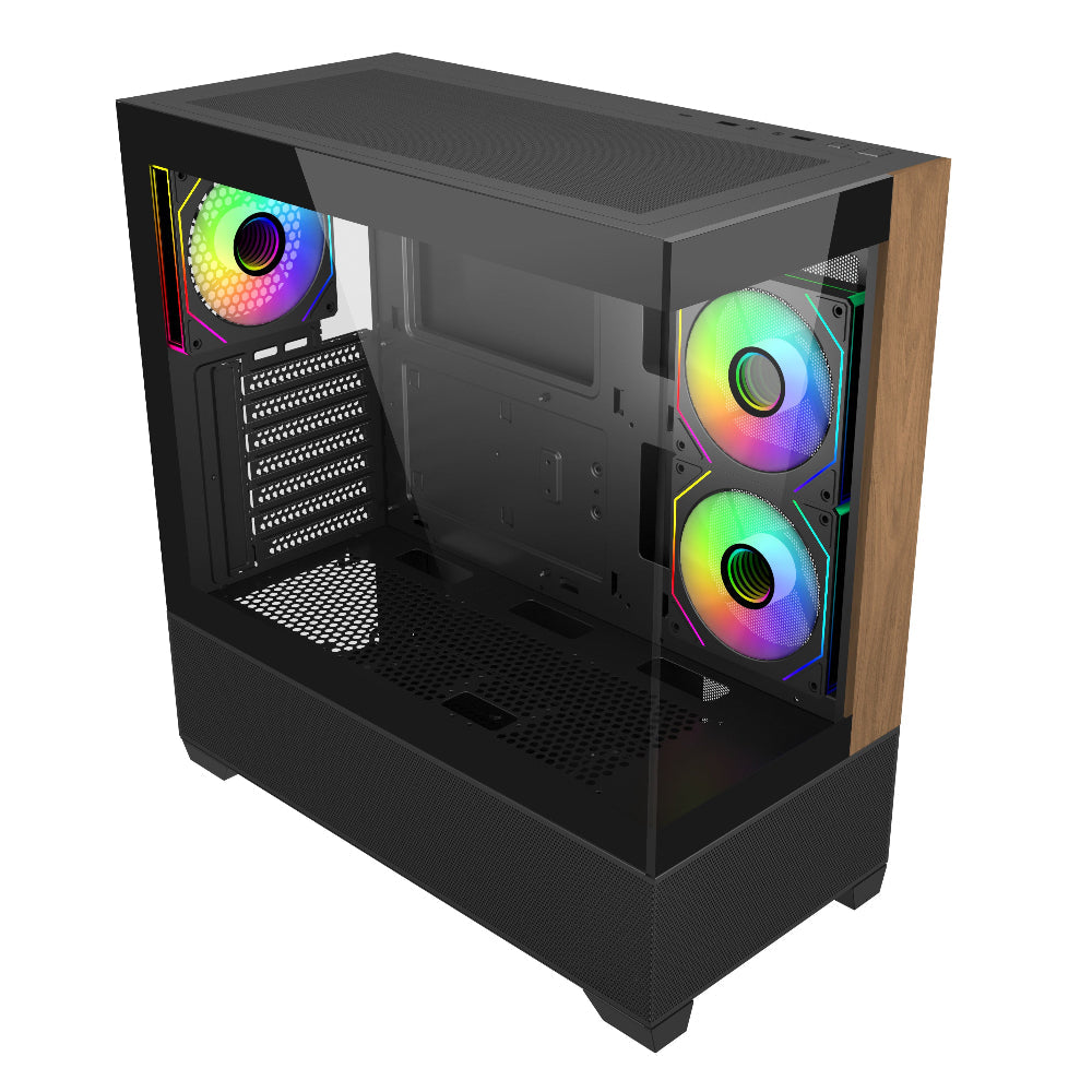 COOLER MASTER Elite 690 Wood ARGB ATX Mid Tower Cabinet ( Black ) - 2