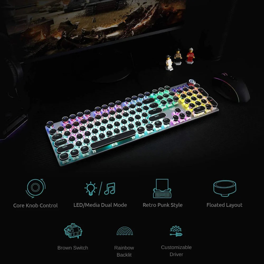 AULA F2088 Full Size Mechanical Wired Gaming Keyboard (Black) Brown Switches (F2088WHB) - 2