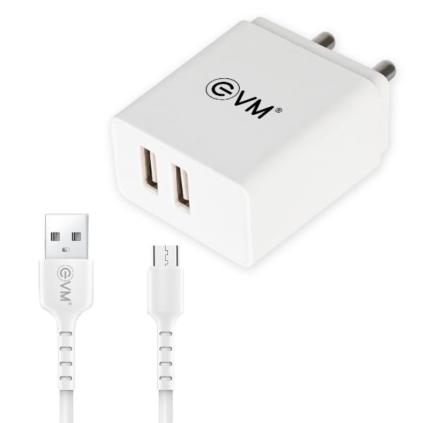Evm Dual USB Charger with Micro USB Cable – TechCure India