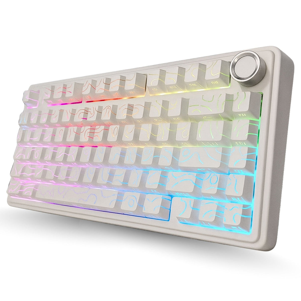AULA F75 75% SIDE ENGRAVED TRI MODE TKL 80 KEYS WIRELESS MECHANICAL GAMING KEYBOARD WITH KNOB | 4000MAH BATTERY, SOUTH-FACING RGB BACKLIT PRE-LUBED HOT SWAPPABLE | WHITE CONTOUR - STAR VECTOR SWITCHES – TechCure India
