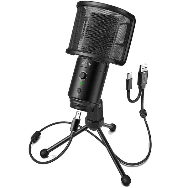 FIFINE K683A Unidirectional USB Desktop PC Microphone with Pop Filter – TechCure India