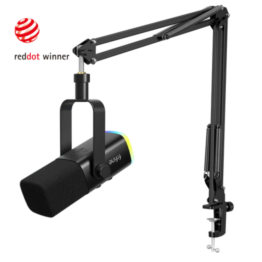 FIFINE AmpliGame AM8T USB/XLR Dynamic Microphone Kit With Boom Arm Stand ( Black ) – TechCure India