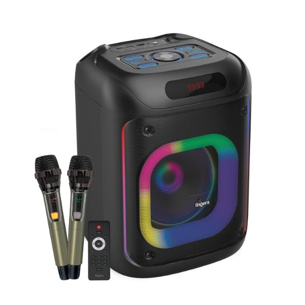 FINGERS 2Mic-ThunderBox Portable Speaker with 2 Wireless Mics – TechCure India
