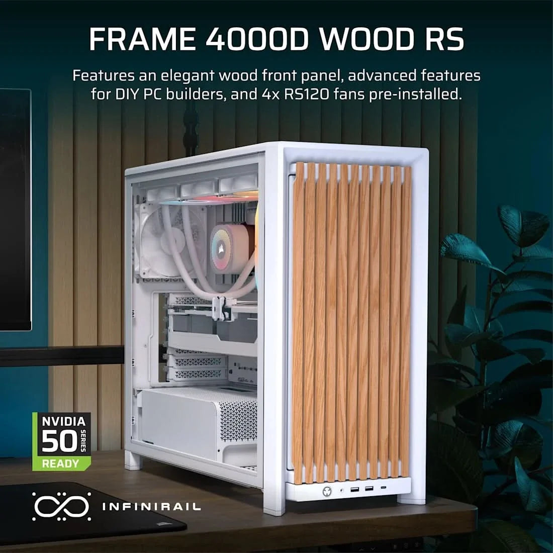 Corsair CASE FRAME 4000D WOOD RS Modular Mid-Tower PC Case - White/Oak – TechCure India