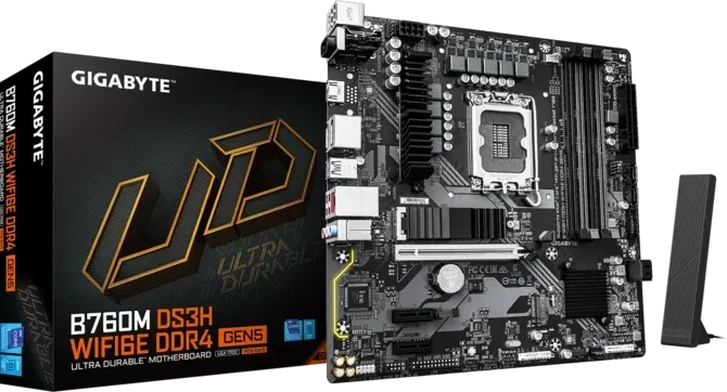 GIGABYTE B760M DS3H WIFI6E DDR4 GEN5 Motherboard, Intel B760, LGA1700, Wi-Fi 6E, 2.5GbE LAN, PCIe 5.0 – TechCure India